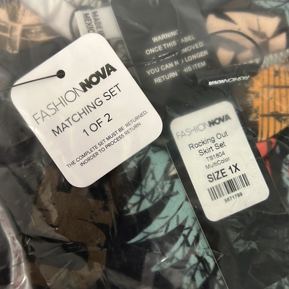 NWT - Fashion Nova Women's Rocking Out Skirt Set, Multi Color - Size 1X - Picture 7 of 7